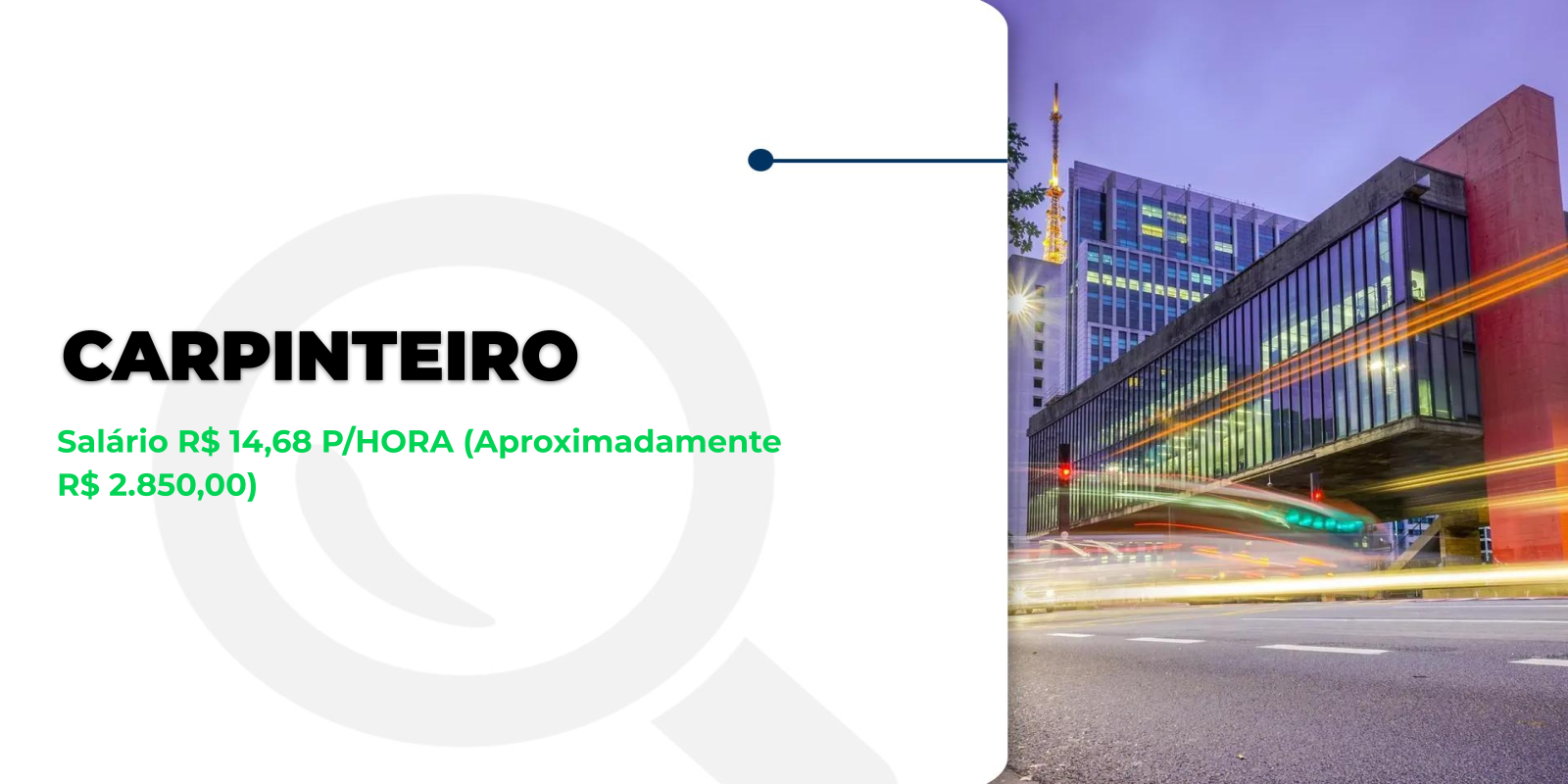 Vaga para Carpinteiro na Zona Leste!
